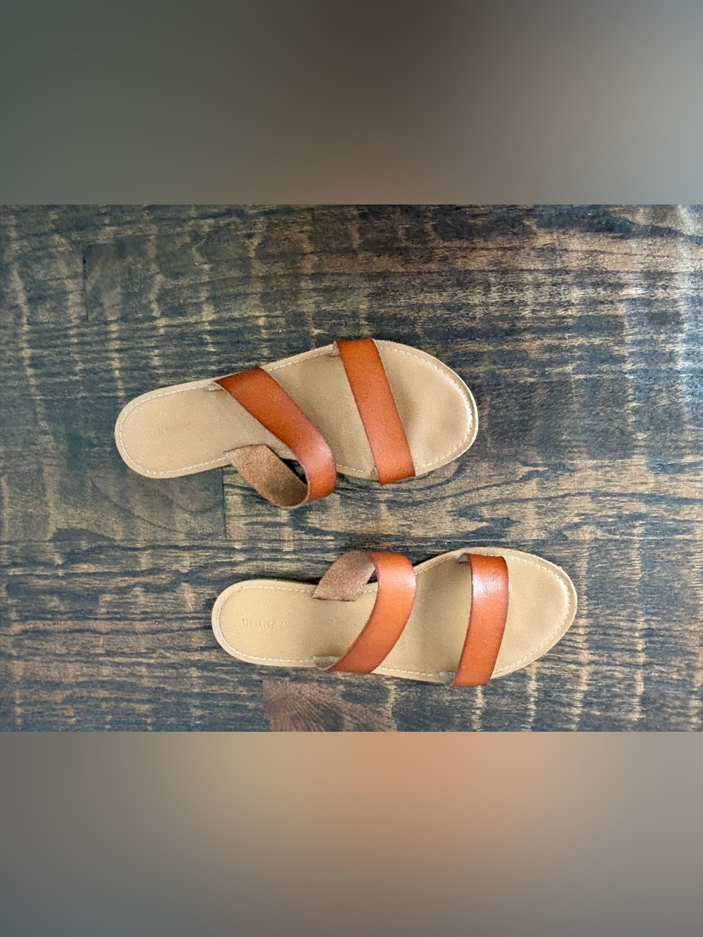 Old Navy Tan Brown Double-Strap Slide Sandals